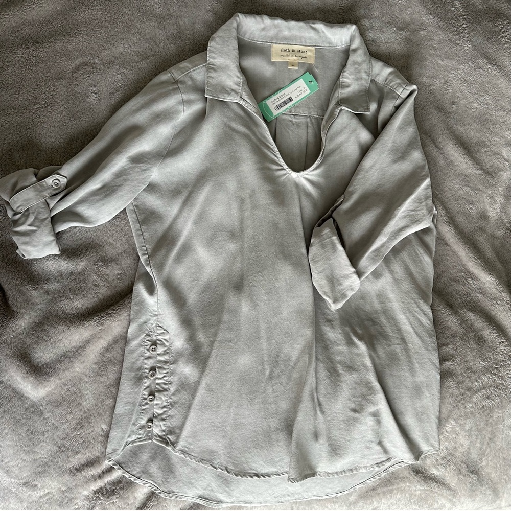 Shauna Button Detail Textured Stitch Fix Top